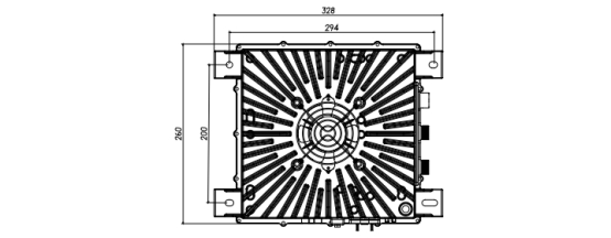 風(fēng)冷式 3.3KW72V 車載充電機 電動車充電器機械尺寸圖  俯視圖